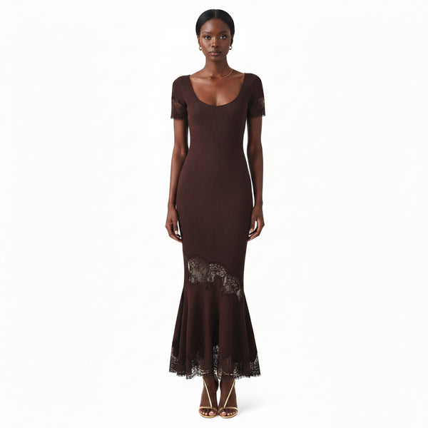 Lorena Lace-Trim Knit Maxi Dress