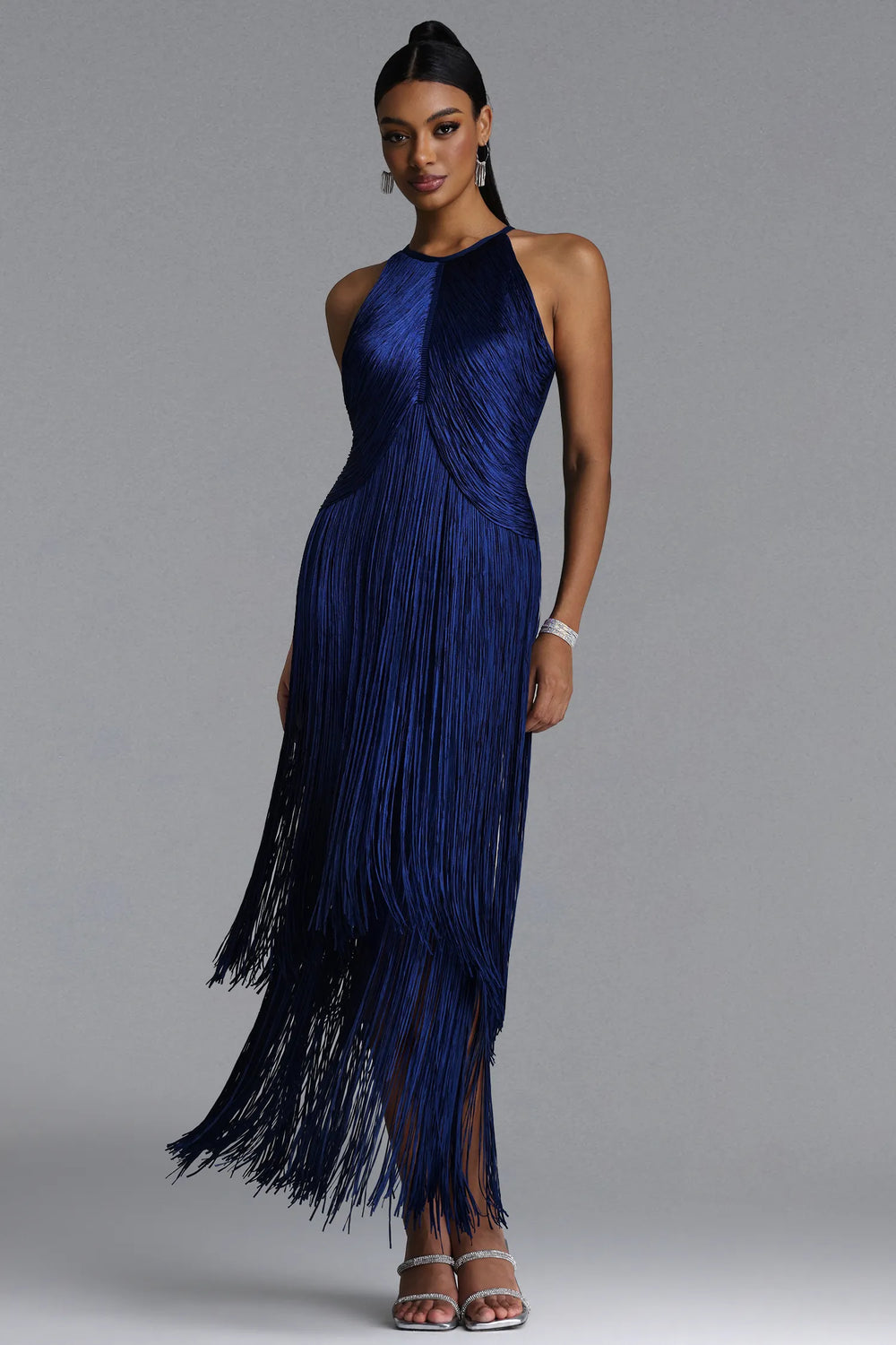 Robe midi Tivona à franges et dos nu