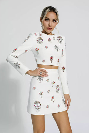 Selia White Crystal Embellished Set Winteres