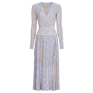 Striped dress with long sleeves on a white background