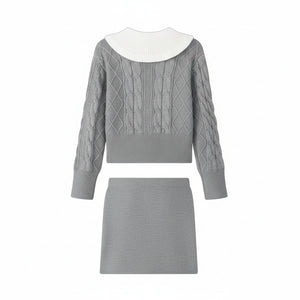 Peter-Pan Knit Pullover & Skirt Set Winteres