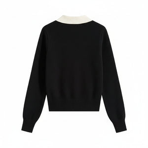 Scarf-Collar Tie Knit Pullover Winteres