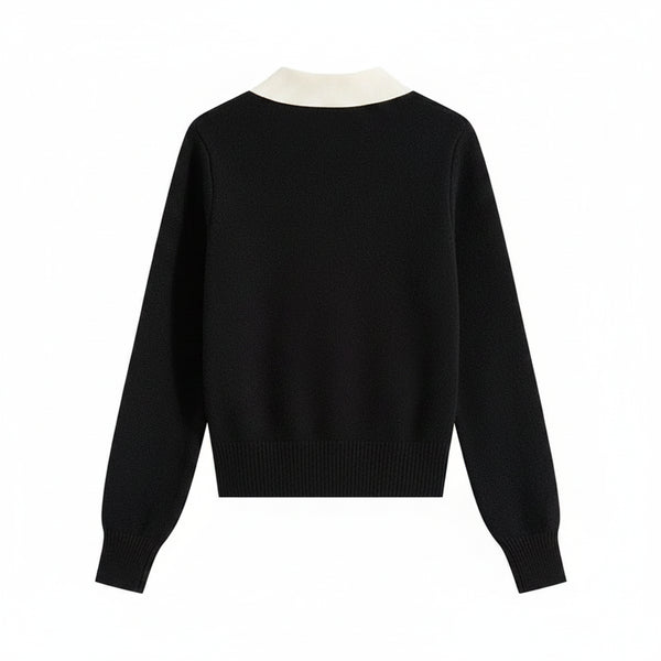 Scarf-Collar Tie Knit Pullover Winteres