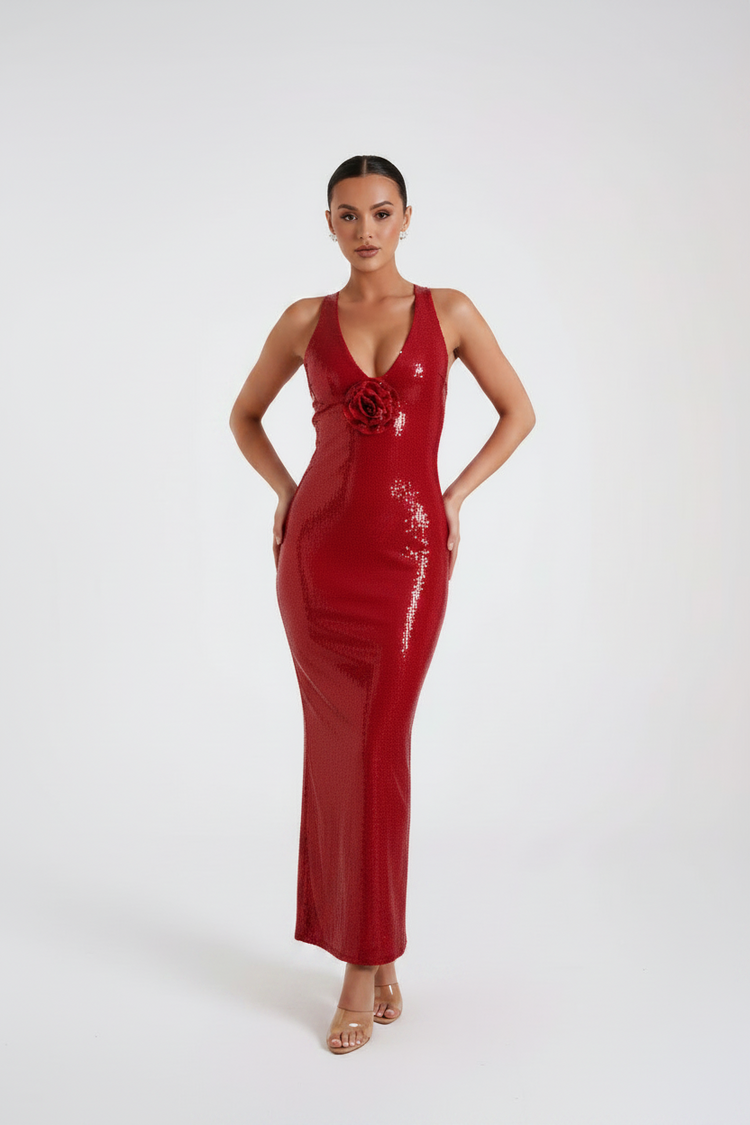Robe Zeynap ornée de sequins en forme de fleurs