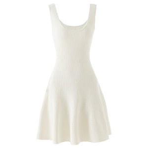 White sleeveless dress on a white background