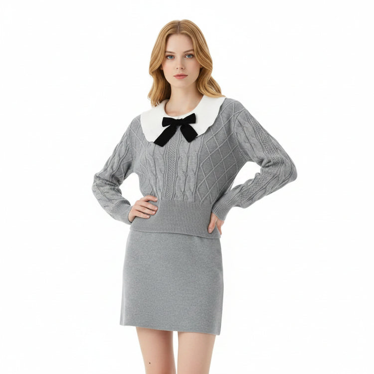 Peter-Pan Knit Pullover & Skirt Set Winteres